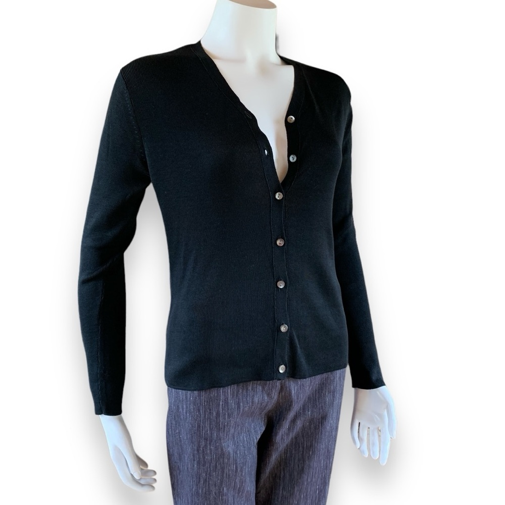 Slinky black silk cardigan size petite medium